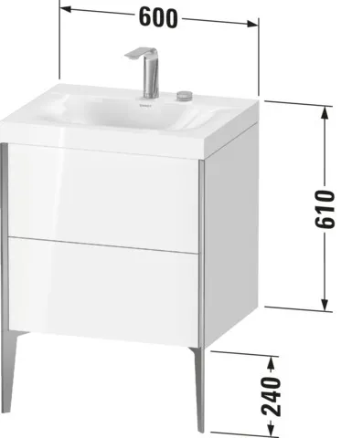 Duravit Waschtischunterschrank bodenstehend „XViu“ 60 × 61 × 48 cm in Betongrau Matt