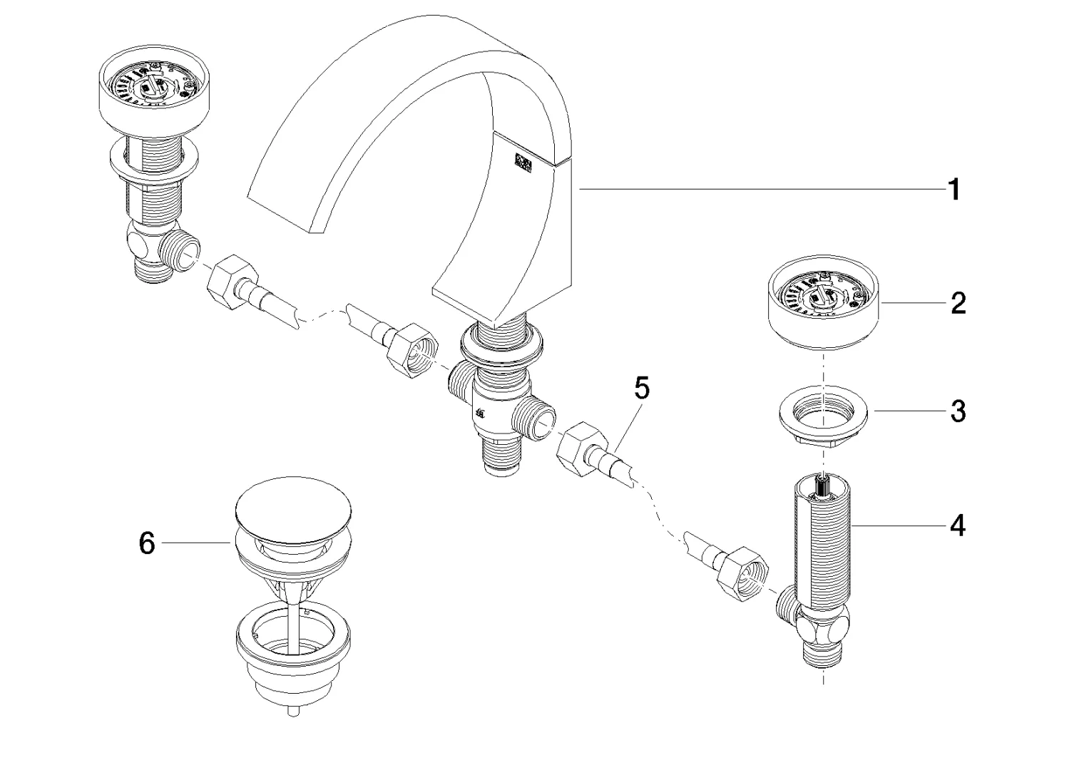 Waschtisch-Dreilochbatterie mit Ablaufgarnitur CYO Chrom 20713811 Waschtisch-Dreilochbatterie mit Ablaufgarnitur CYO Chrom 20713811