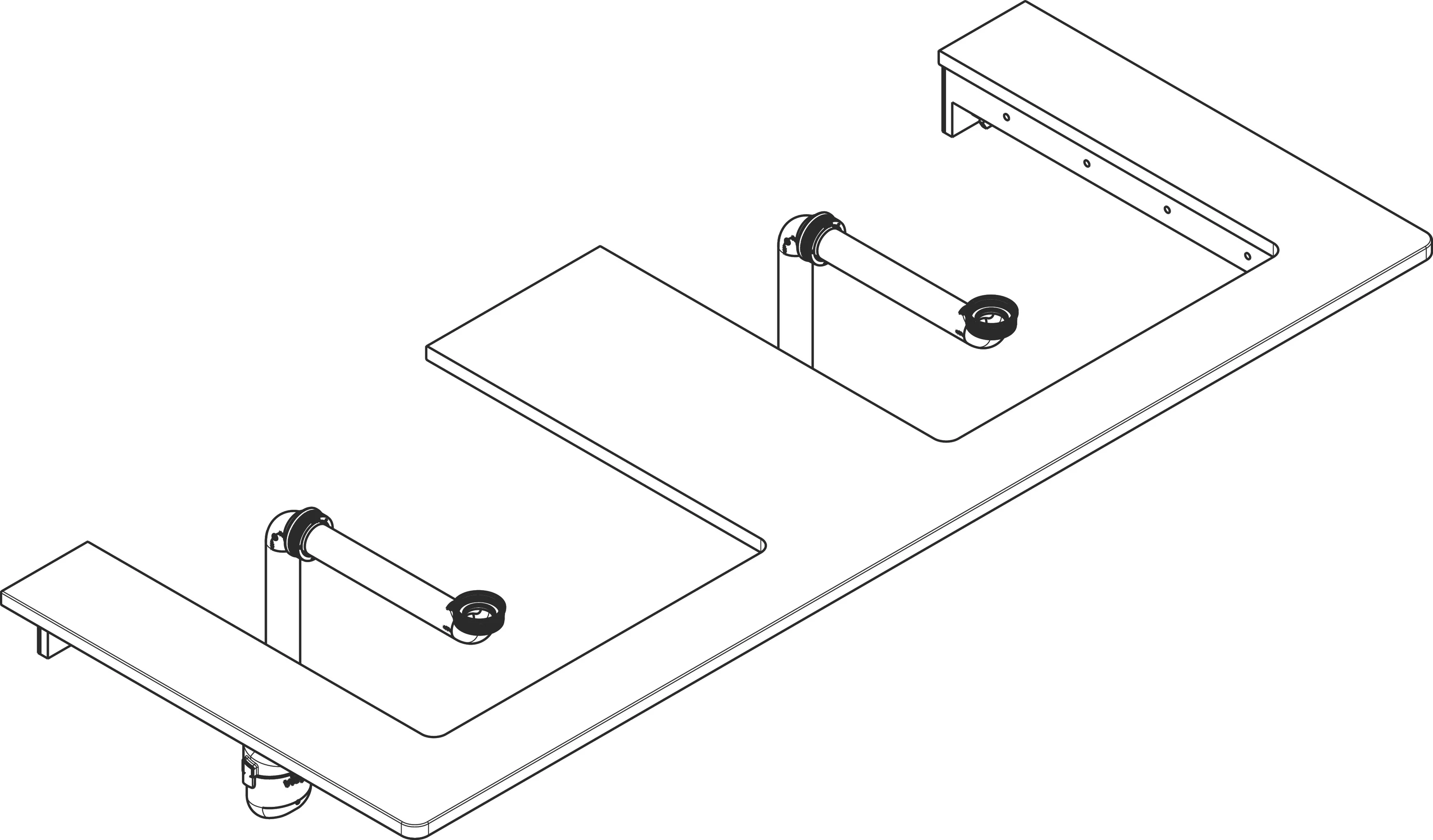 Hansgrohe Xelu Q Konsole 1360x540 mm, 2 mittige Ausschnitte für Aufsatzwaschtisch geschliffen, Weiß Hochglanz