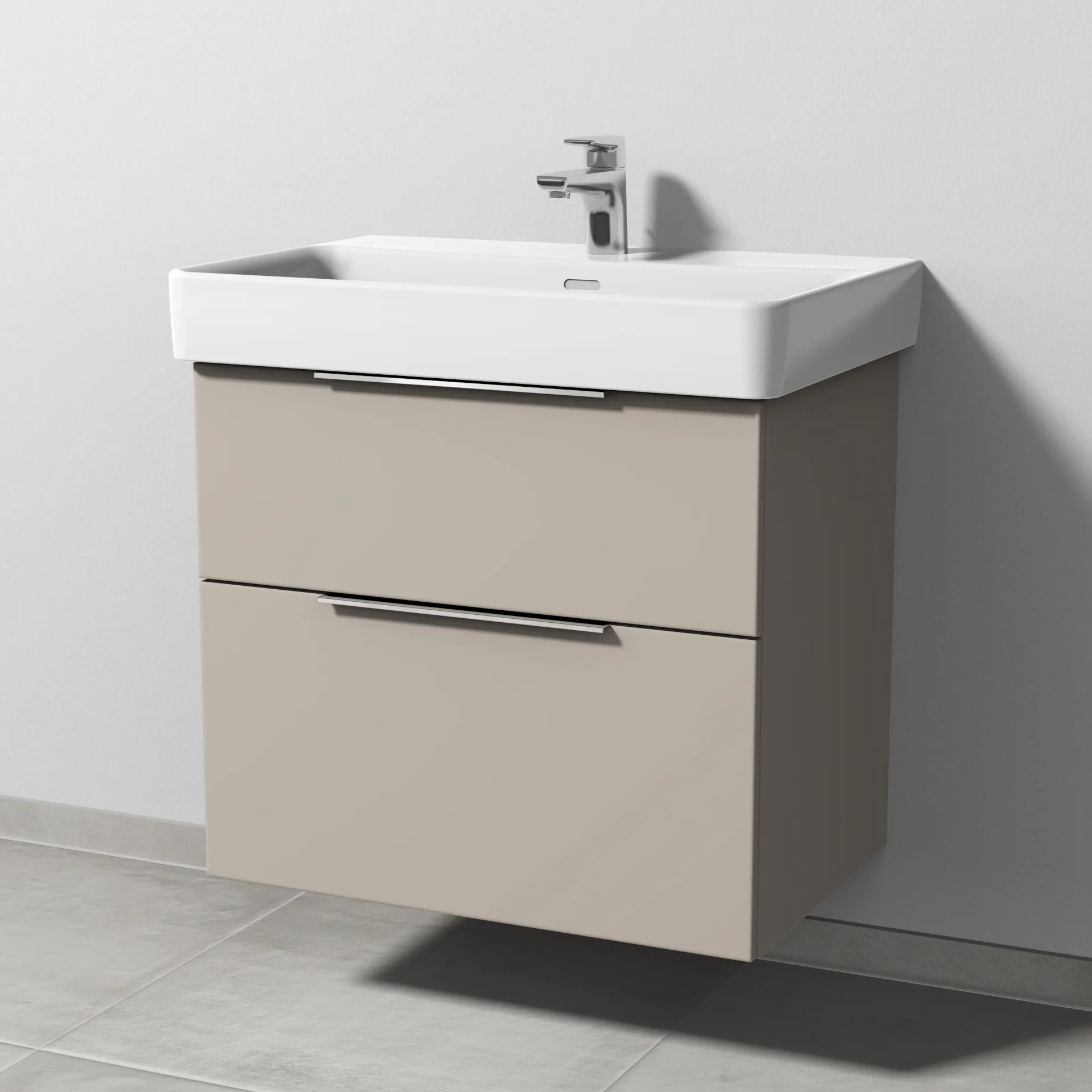 Sanipa Waschtischunterschrank „3way“ passend zu Keramik-Waschtische Pro S von Laufen 650 × 593 × 437 mm in Kaschmir (matt), Becken mittig