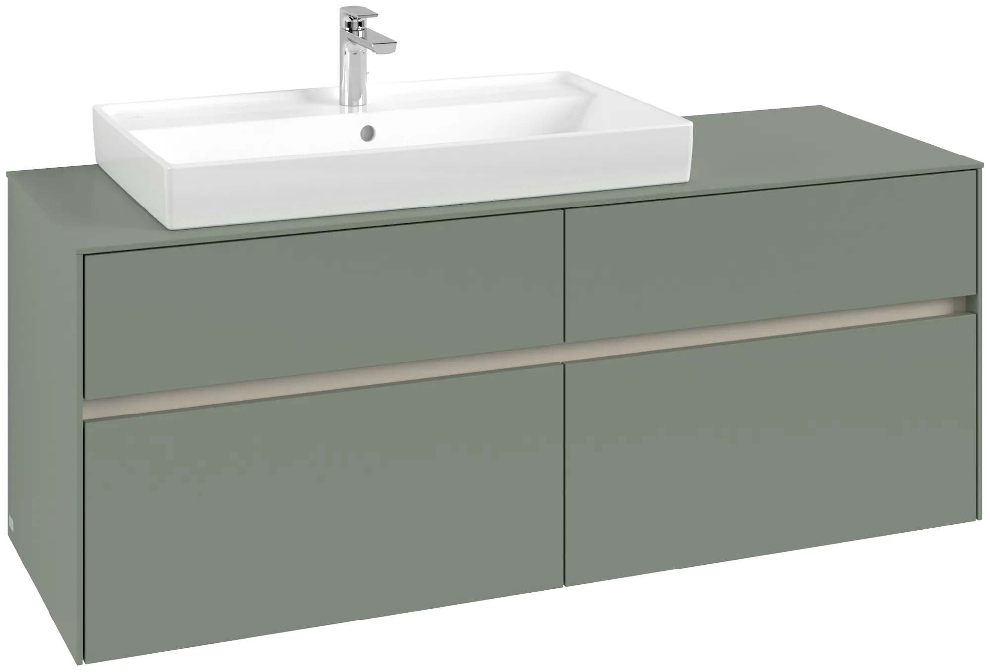 Villeroy & Boch Waschtischunterschrank „Collaro“ 1400 × 548 × 500 mm Soft Green, ohne Beleuchtung, für Becken links