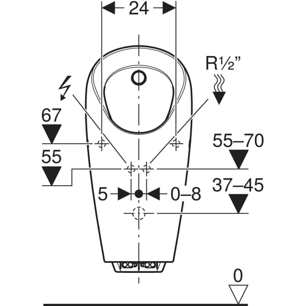 Urinal mit integrierter Steuerung Netzbetrieb „Selva“, Zulauf von oben, ohne Zielobjekt in weiß alpin Urinal mit integrierter Steuerung Netzbetrieb „Selva“, Zulauf von oben, ohne Zielobjekt in weiß alpin