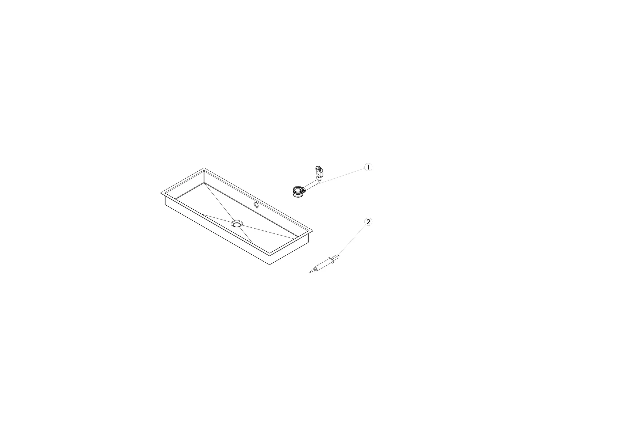 Waschbecken „ME-Serie“ 1044 × 419 × 111 mm mit ProShield