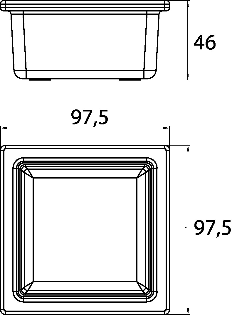 liaison Glasschale für Reling quadratisch, 98 × 48 × 98 mm, chrom