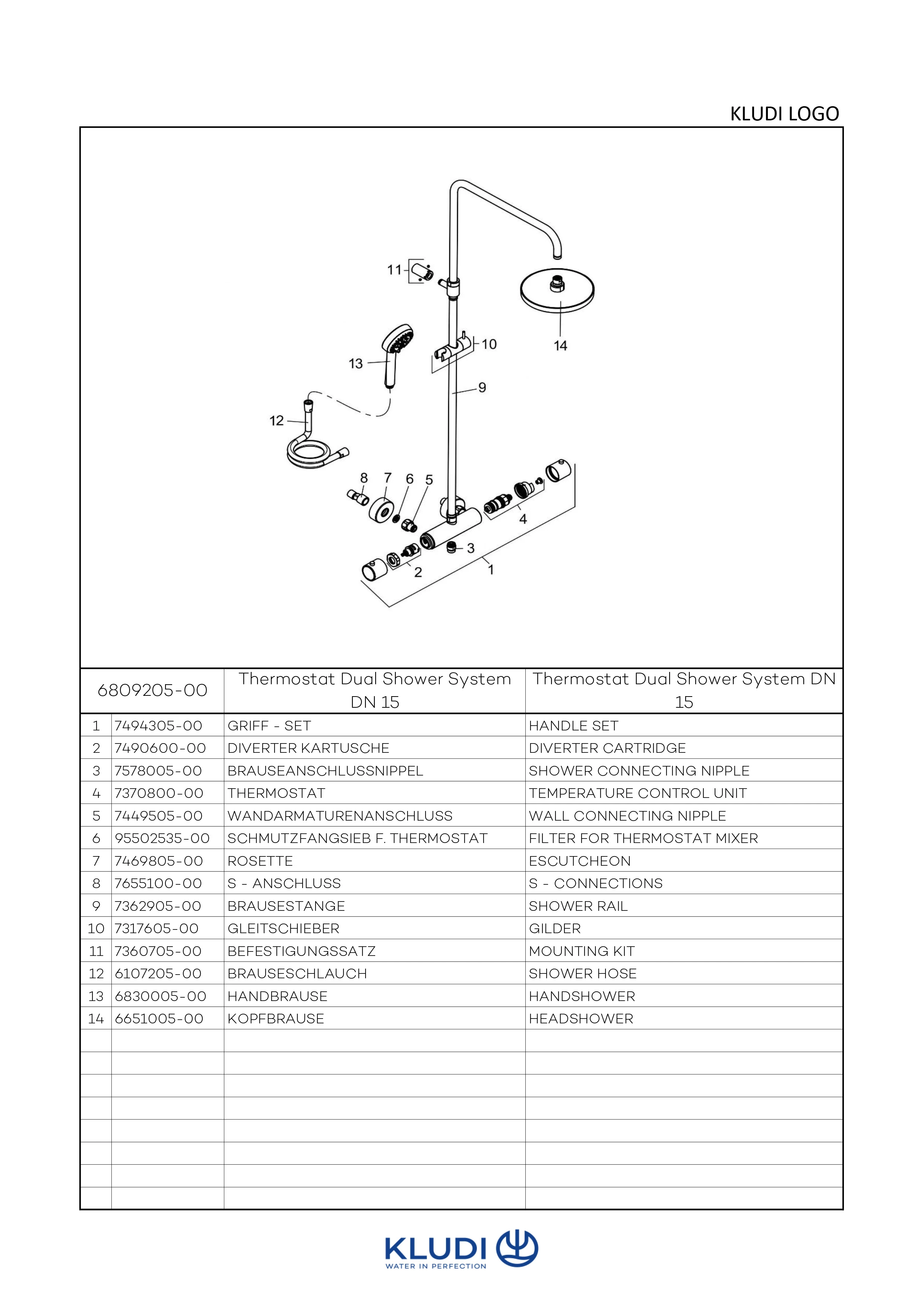 LOGO Thermostat Dual Shower System, Kopfbrause 200mm chrom