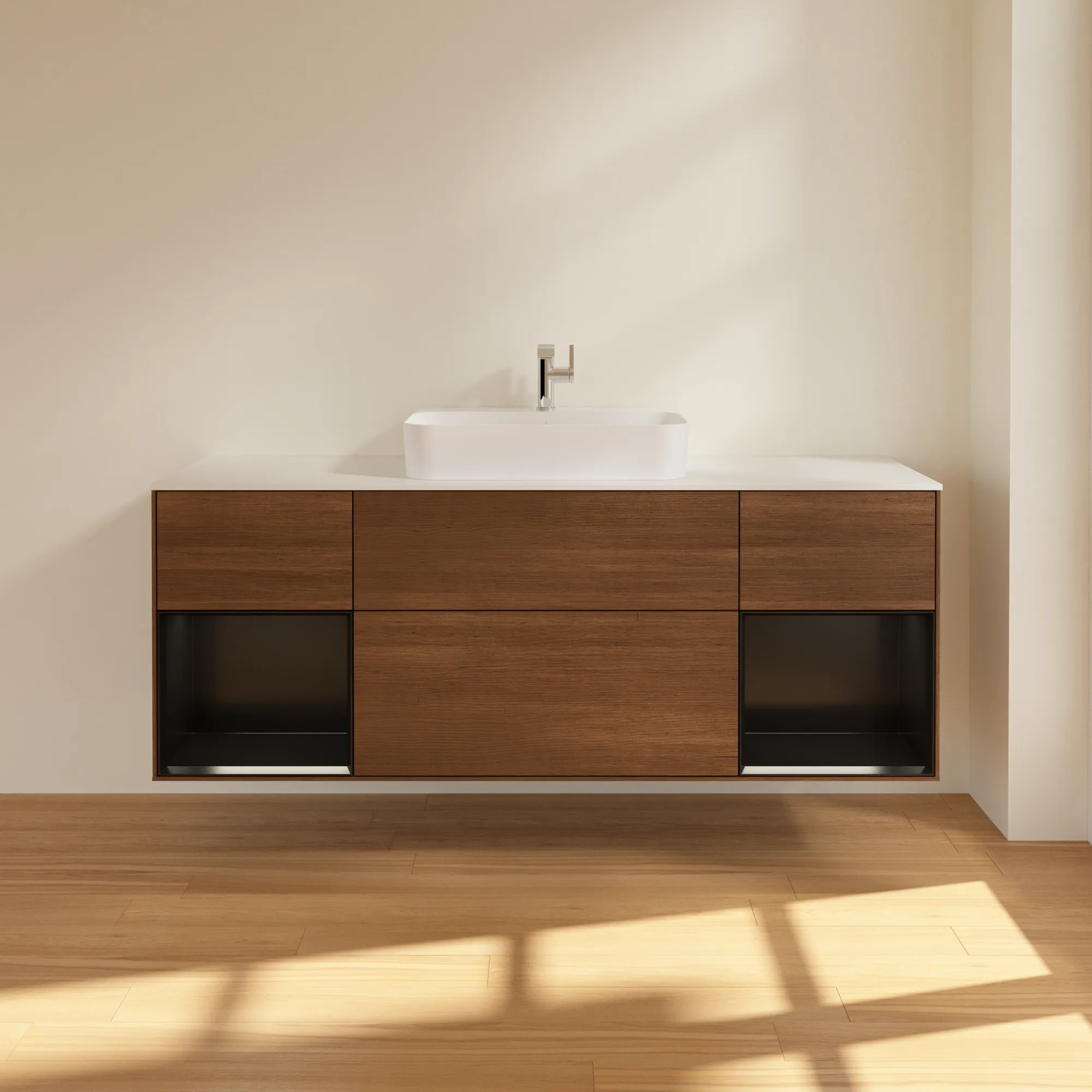 Villeroy & Boch Waschtischunterschrank „Finion“ für Schrankwaschtisch 1600 × 603 × 501 mm Walnut Veneer, für Becken mittig