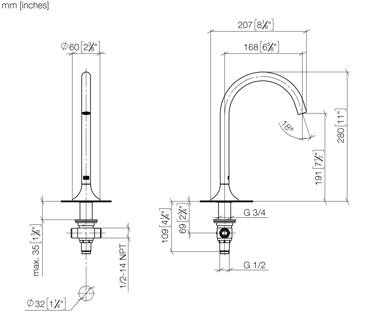 Dornbracht VAIA Waschtisch-Stand-Auslauf ohne Ablaufgarnitur Chrom 13716809 Dornbracht VAIA Waschtisch-Stand-Auslauf ohne Ablaufgarnitur Chrom 13716809