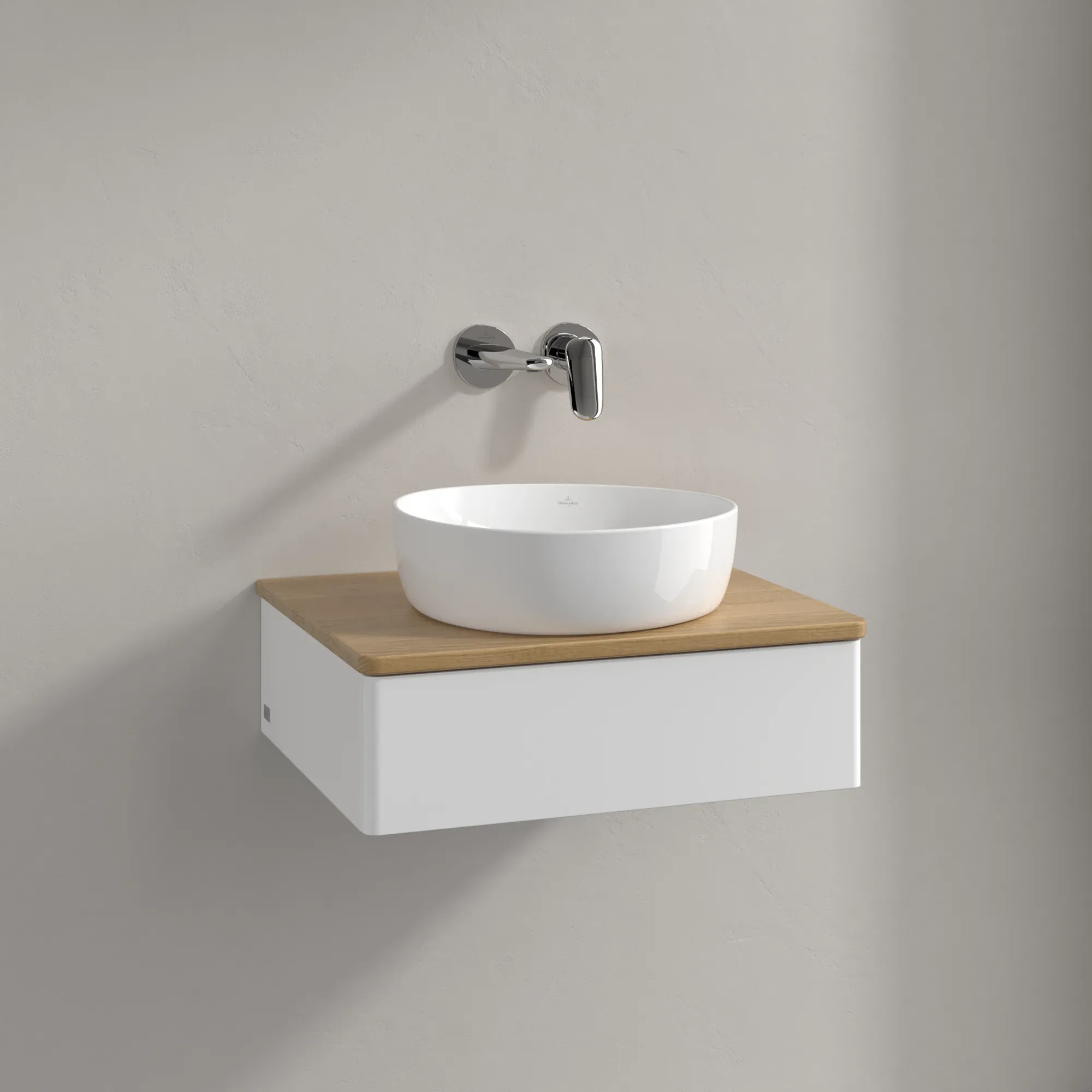Villeroy & Boch Waschbeckenunterschrank Antao K07_1, 600x190x500 mm, White Matt Lacquer, Massivholz Abdeckplatte, SoftClosing, Push-to-open Villeroy & Boch Waschbeckenunterschrank Antao K07_1, 600x190x500 mm, White Matt Lacquer, Massivholz Abdeckplatte, SoftClosing, Push-to-open