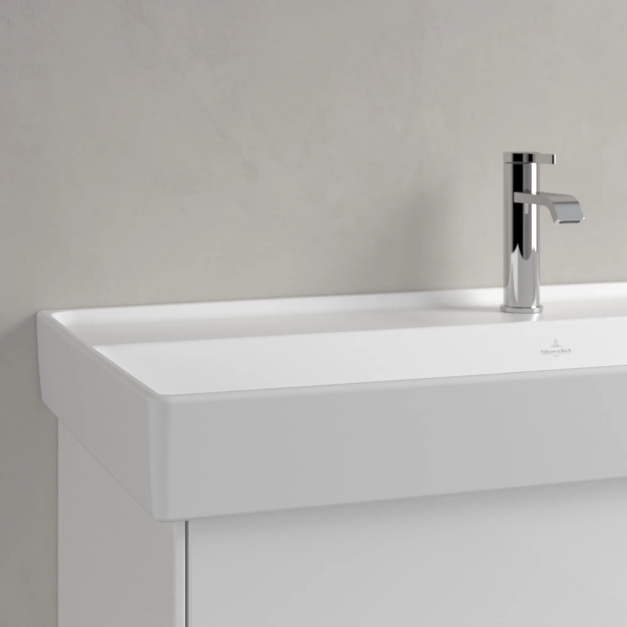 Villeroy & Boch Schrankwaschtisch aus TitanCeram „Collaro“ 1000 × 470 × 160 mm, mit Hahnlochbohrung, Hahnlochposition mittig in Stone White Villeroy & Boch Schrankwaschtisch aus TitanCeram „Collaro“ 1000 × 470 × 160 mm, mit Hahnlochbohrung, Hahnlochposition mittig in Stone White