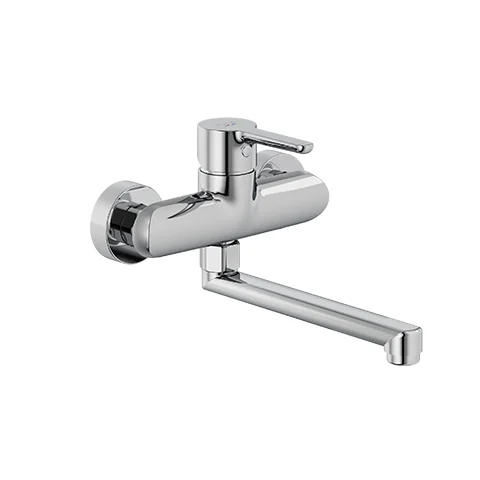 Kludi-M1 Spültisch-Wand-Armatur, Chrom, 200 mm, DN 15, Einhebelmischer, Wandmontage, schwenkbarer Auslauf Kludi-M1 Spültisch-Wand-Armatur, Chrom, 200 mm, DN 15, Einhebelmischer, Wandmontage, schwenkbarer Auslauf