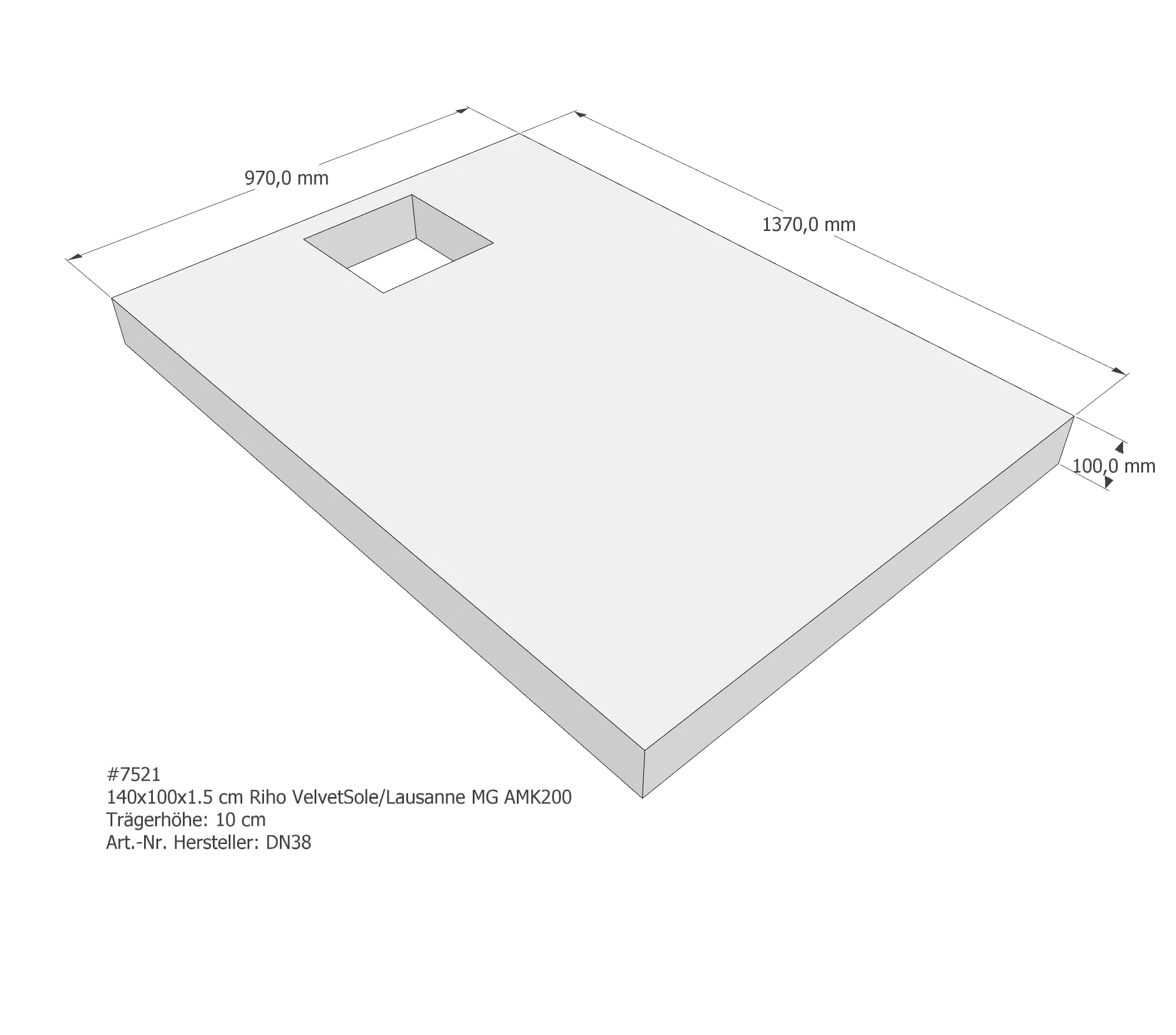 Duschwannenträger für Riho Velvet Sole/Lausanne MG 140 × 100 × 1,5 cm Duschwannenträger für Riho Velvet Sole/Lausanne MG 140 × 100 × 1,5 cm