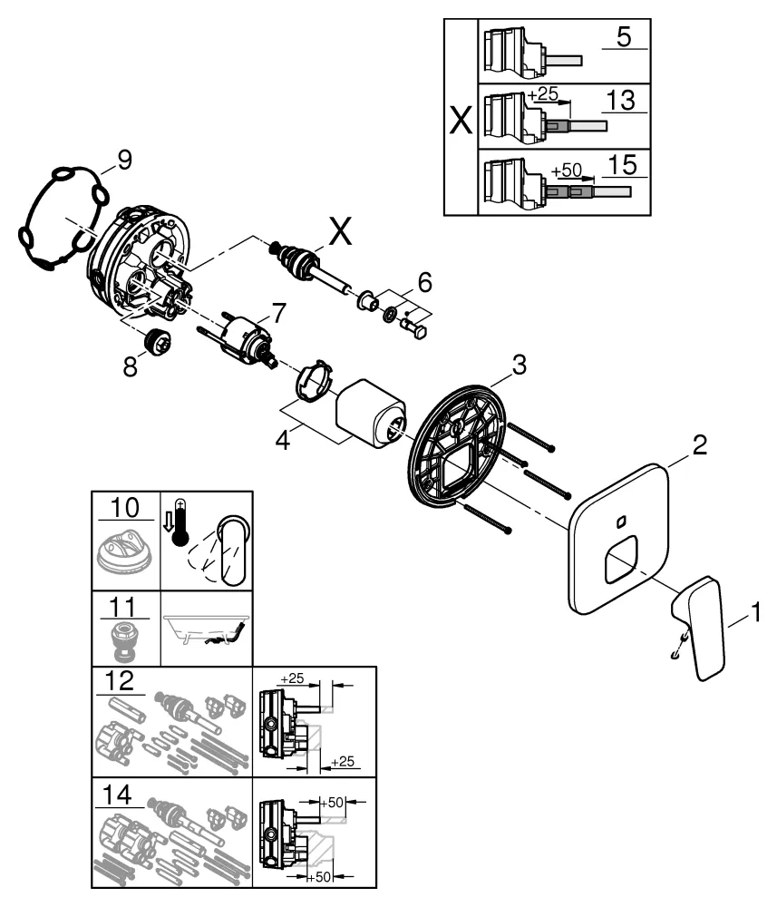 Grohe Unterputz-Armatur „Cubeo“ Ausladung 0 mm in chrom Grohe Unterputz-Armatur „Cubeo“ Ausladung 0 mm in chrom