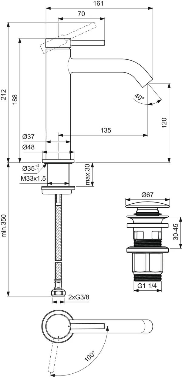 Waschtischarmatur Ceraline Nuovo Ausladung 135mm mit Push-Open Ventil Chrom Waschtischarmatur Ceraline Nuovo Ausladung 135mm mit Push-Open Ventil Chrom