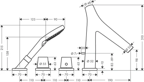 4-Loch Wannenarmatur Axor Starck Organic F-Set f.Wannenrand chrom 4-Loch Wannenarmatur Axor Starck Organic F-Set f.Wannenrand chrom