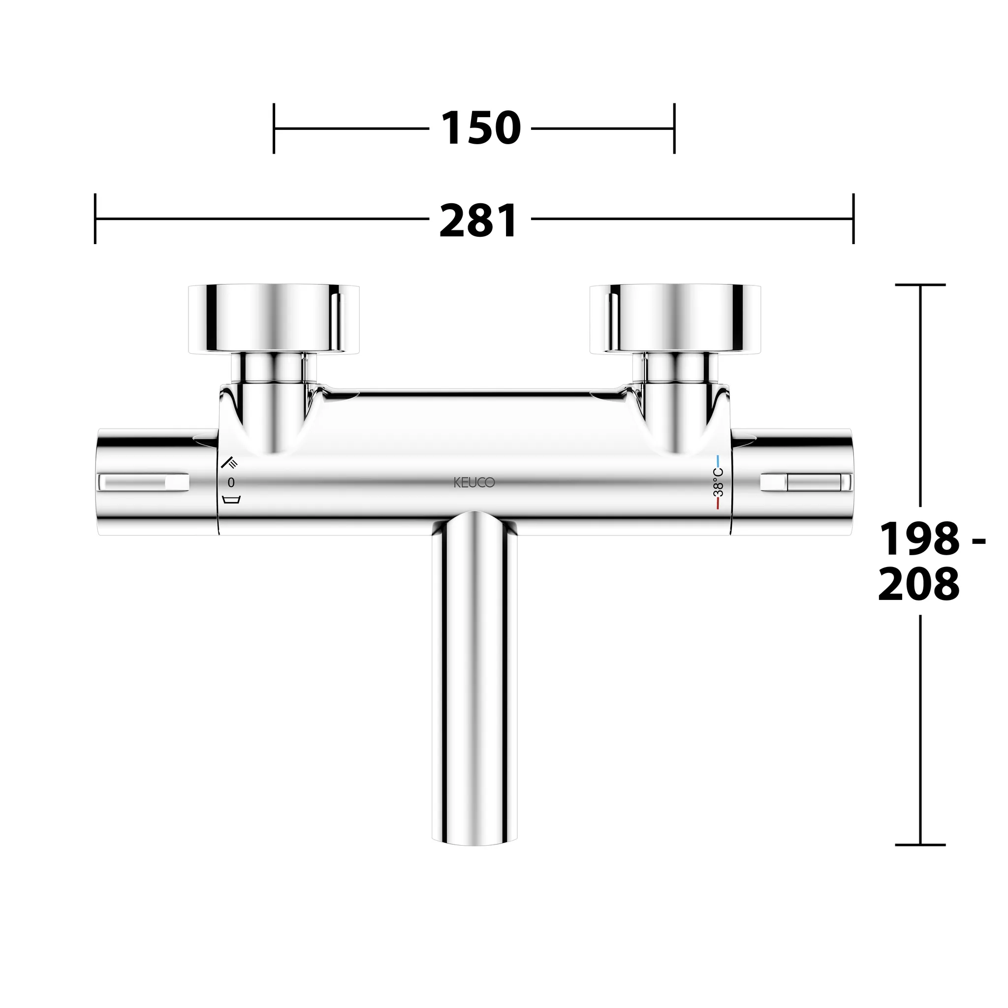 KEUCO PLAN BLUE Thermostat-Wannenarmatur Aufputz verchromt KEUCO PLAN BLUE Thermostat-Wannenarmatur Aufputz verchromt