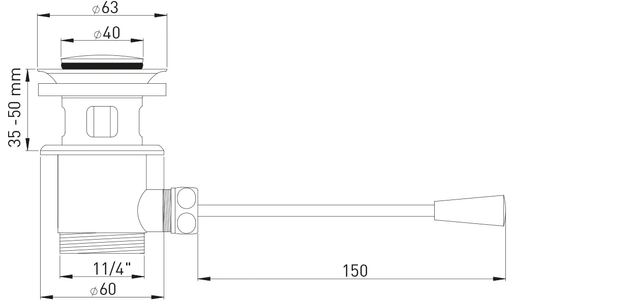 Excentergarnitur 1 1/4″ MS vc mit Hebelsteuerung