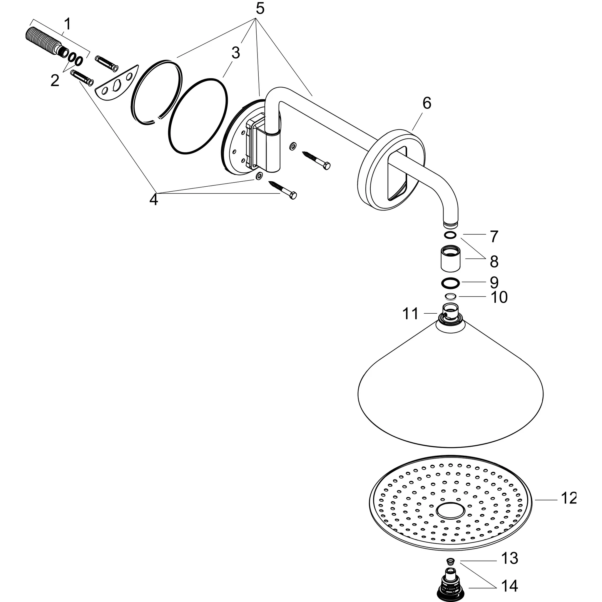 Hansgrohe AXOR Showers/Front Kopfbrause 240 2jet mit Brausearm, Chrom Hansgrohe AXOR Showers/Front Kopfbrause 240 2jet mit Brausearm, Chrom