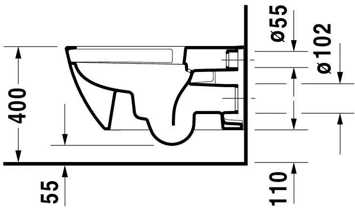 Wand-Tiefspül-WC „Happy D.2“ 36,5 × 34,5 × 62 cm, ohne Spülrand