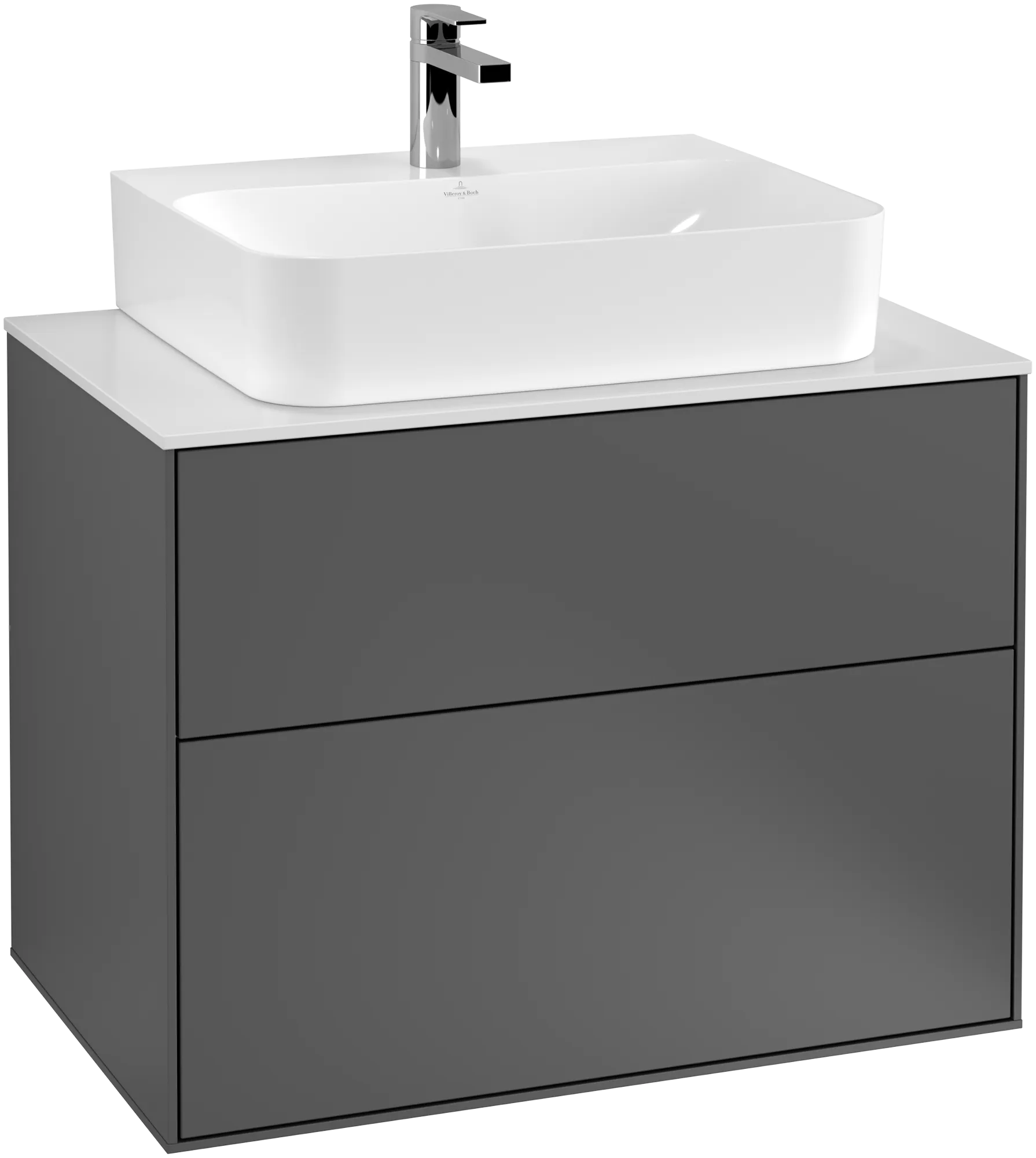 Villeroy & Boch Waschbeckenunterschrank Finion G09, Anthracite Matt Lacquer, 800x603x501mm, mit Beleuchtung und SoftClosing Villeroy & Boch Waschbeckenunterschrank Finion G09, Anthracite Matt Lacquer, 800x603x501mm, mit Beleuchtung und SoftClosing