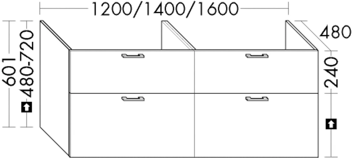 Waschtischunterschrank Sys30 von burgbad – 160 cm breit, 48 cm tief, 60,1 cm hoch, 2 Schubladen oben mit Siphonausschnitt, 2 Auszüge unten Waschtischunterschrank Sys30 von burgbad – 160 cm breit, 48 cm tief, 60,1 cm hoch, 2 Schubladen oben mit Siphonausschnitt, 2 Auszüge unten