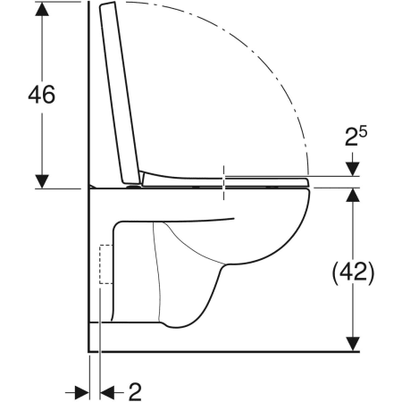 Wand-Tiefspül-WC Set mit WC-Sitz „Renova Plan“ 36 × 38 × 54 cm, mit Spülrand