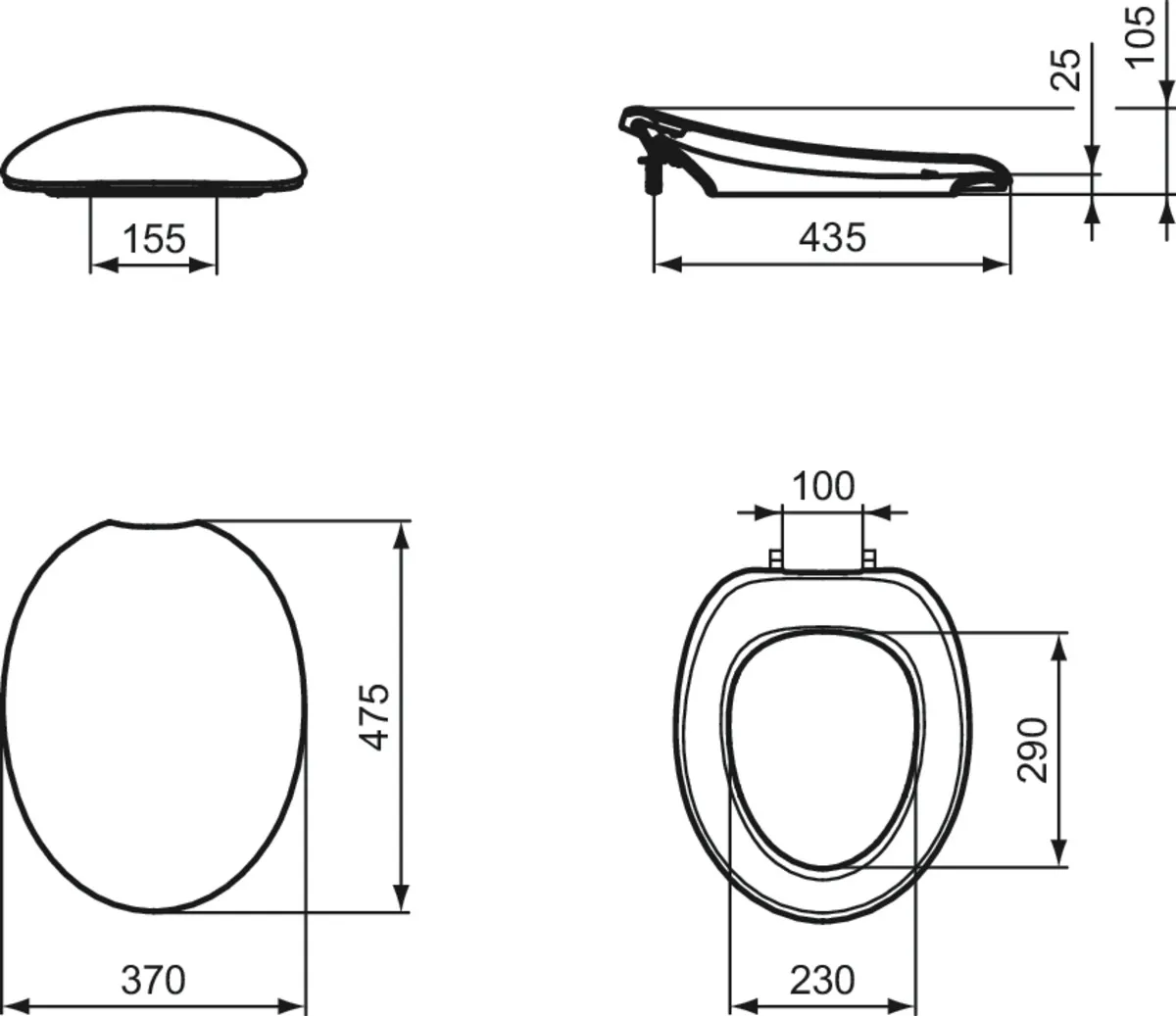 Ideal Standard WC-Sitz Avance Weiß, Wrapover, Duroplast, 370x475x105 mm