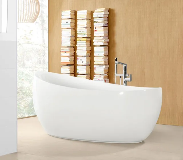 Villeroy & Boch Badewanne „Aveo New Generation“ freistehend oval 190 × 95 cm, Fußablauf in Weiß Alpin