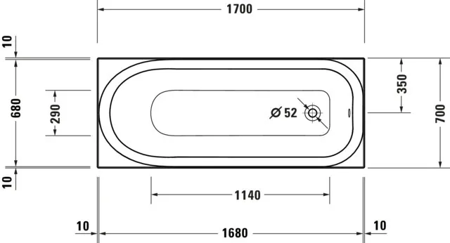 Duravit Badewanne „Soleil by Starck“ rechteck 170 × 70 cm, Fußablauf