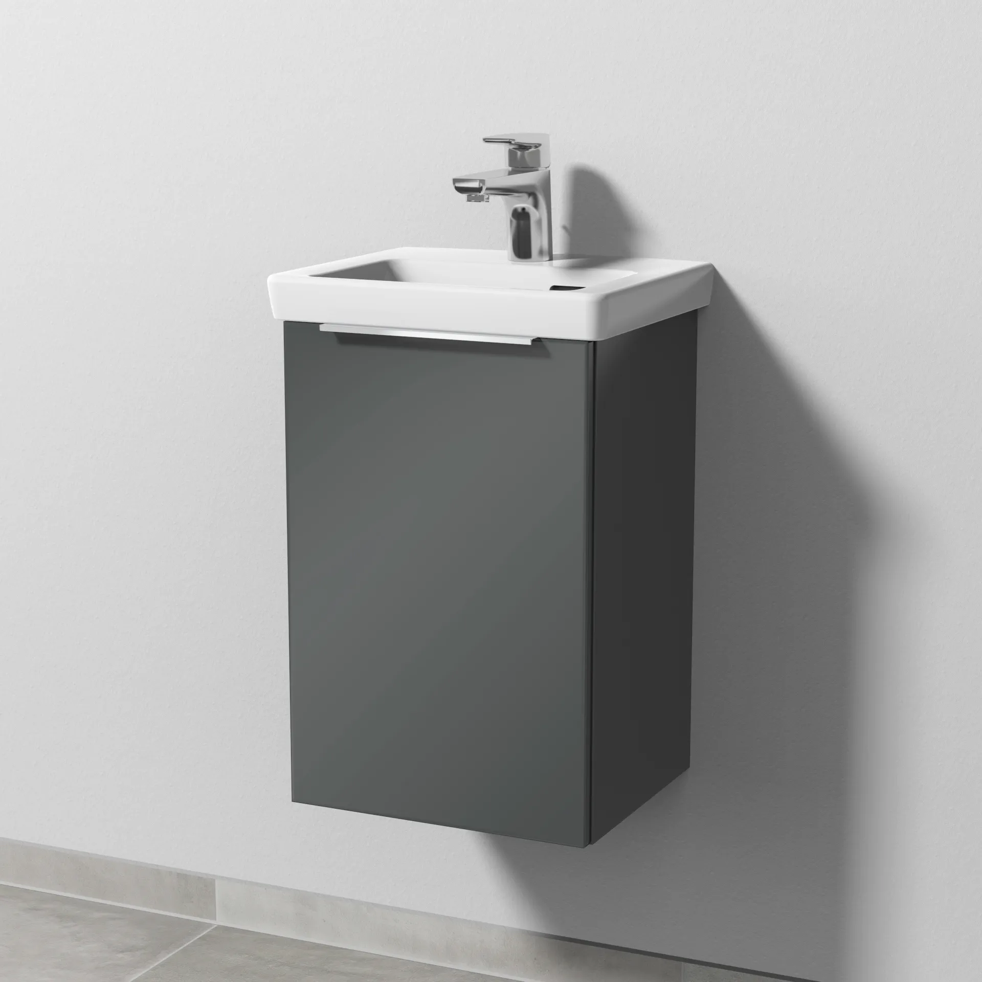 Sanipa Waschtischunterschrank „3way“ 335 × 517 × 293 mm in Anthrazit (glanz), Anschlag links