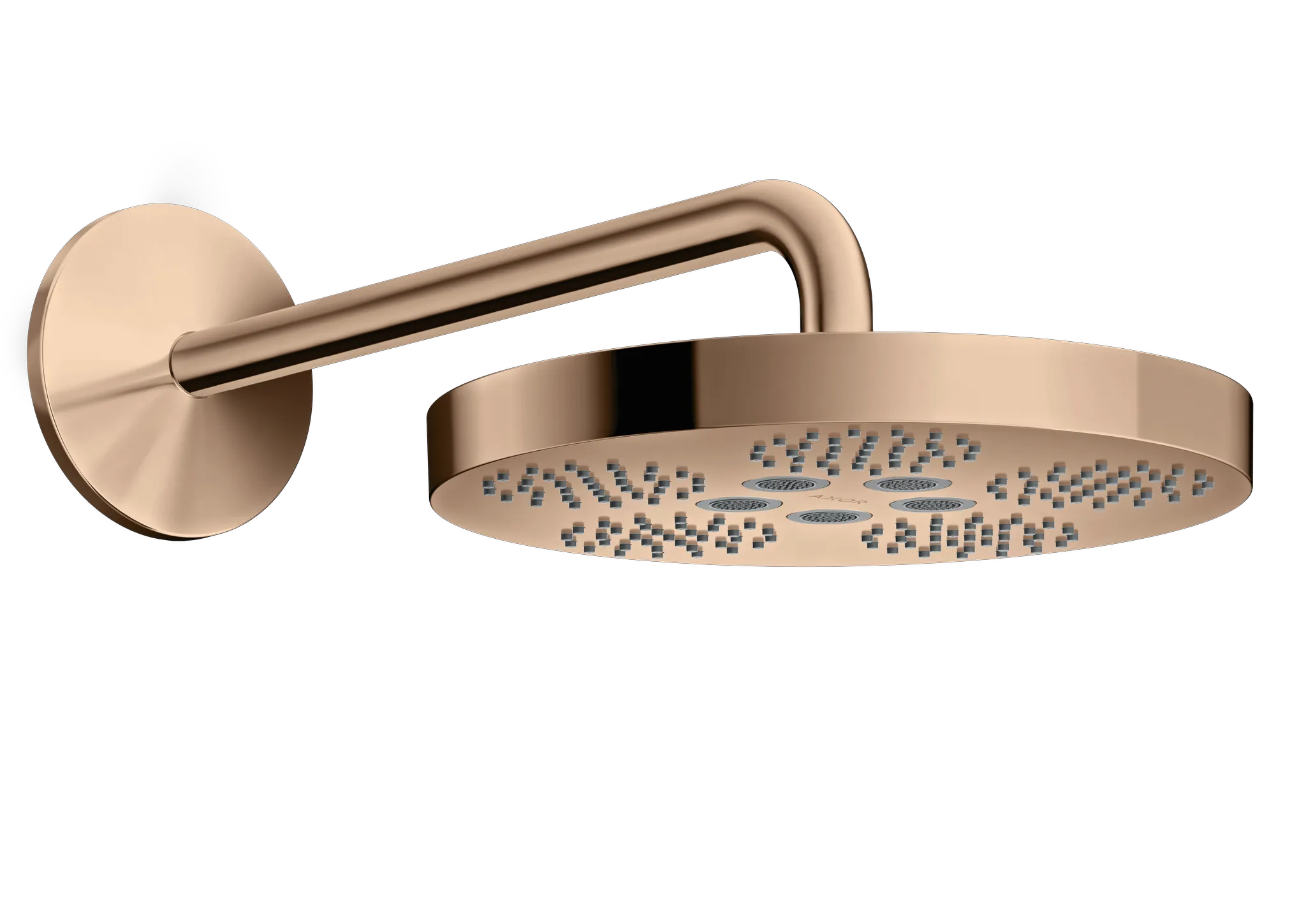 Hansgrohe AXOR One Kopfbrause 1-Jet in Polished Red Gold, 280 mm, Brausearm PRG, 390 mm, für Durchlauferhitzer geeignet