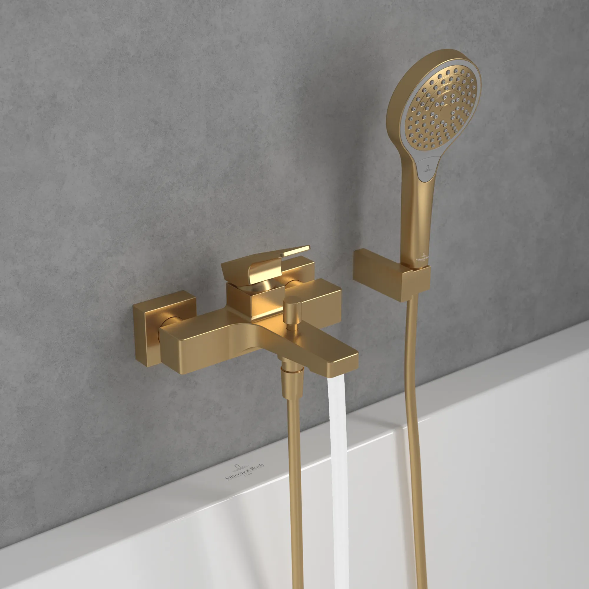 Villeroy & Boch Architectura Square Einhebel-Badewannenarmatur, Brushed Gold, 101 x 210 x 198 mm, Comfortstrahl mit AirPlus, SmartPressure, EasyClean Villeroy & Boch Architectura Square Einhebel-Badewannenarmatur, Brushed Gold, 101 x 210 x 198 mm, Comfortstrahl mit AirPlus, SmartPressure, EasyClean