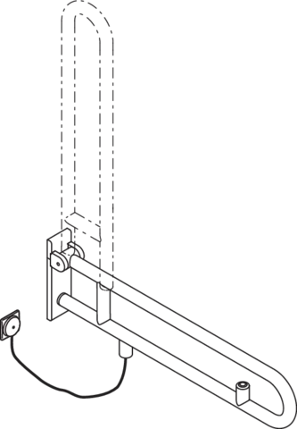 HEWI Stützklappgriff Serie 805 Classic, Edelstahl pulverbeschichtet DC (Schwarz tiefmatt), Ausladung 850 mm, Höhe 256 mm, Breite 75 mm, mit Spülauslösung E-Ausführung HEWI Stützklappgriff Serie 805 Classic, Edelstahl pulverbeschichtet DC (Schwarz tiefmatt), Ausladung 850 mm, Höhe 256 mm, Breite 75 mm, mit Spülauslösung E-Ausführung