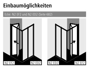 Kermi Duschtür Eckeinstieg 2-teilig (Falttür) Halbteil „NOVA 2000“ Profile Weiß (RAL 9016), BV: 670 - 692 mm WE: 680 - 702 mm H: 1850 mm