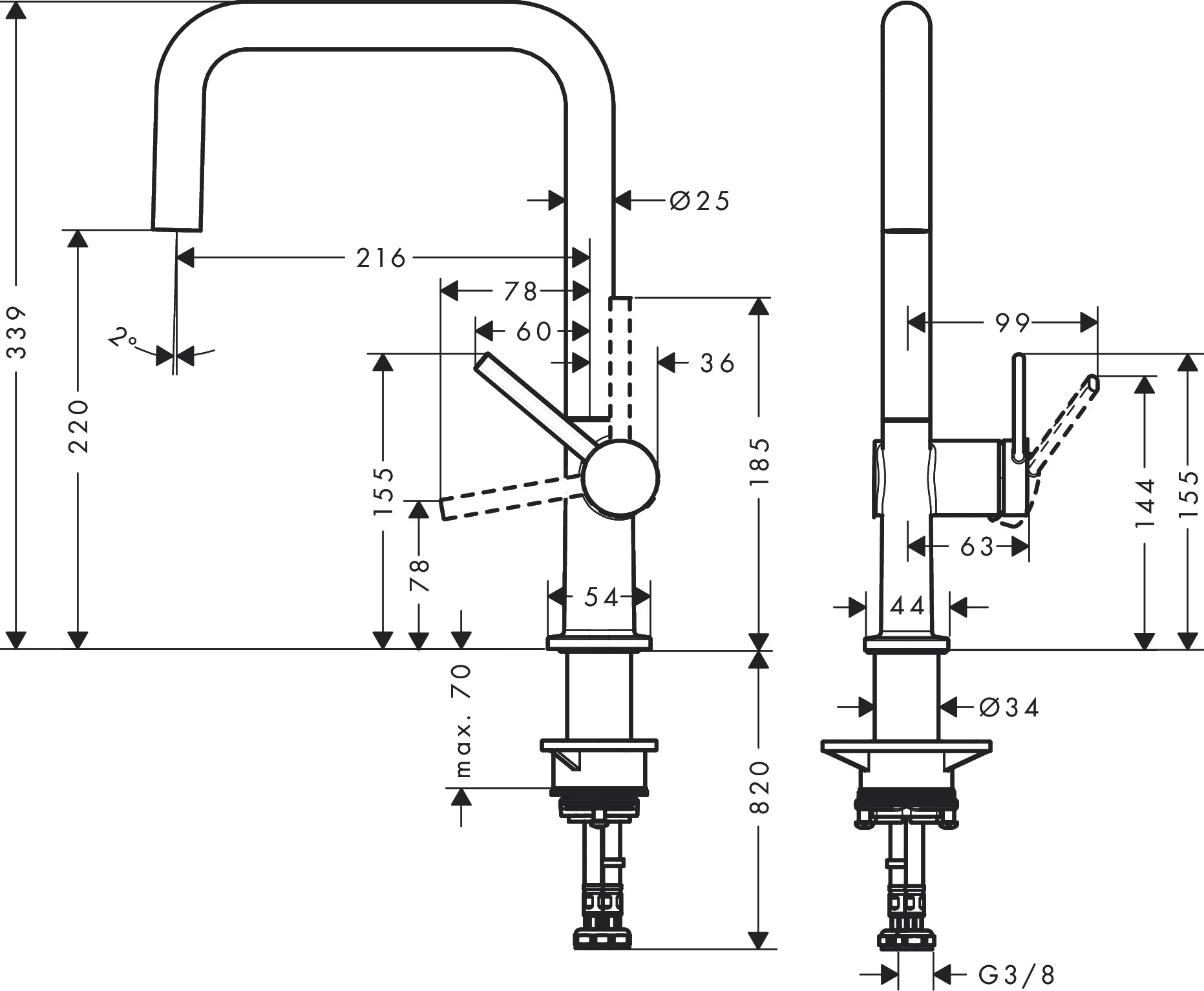 Hansgrohe Talis M54 Einhebel-Küchenmischer U 220, 1jet BBC, Brushed Black Chrome, Schwenkbereich einstellbar in 4 Stufen, Laminarstrahl, max. Durchflussmenge 9 l/min bei 3 bar, Keramikmischsystem, für Durchlauferhitzer geeignet, Hahnlochbohrung 35 mm Hansgrohe Talis M54 Einhebel-Küchenmischer U 220, 1jet BBC, Brushed Black Chrome, Schwenkbereich einstellbar in 4 Stufen, Laminarstrahl, max. Durchflussmenge 9 l/min bei 3 bar, Keramikmischsystem, für Durchlauferhitzer geeignet, Hahnlochbohrung 35 mm