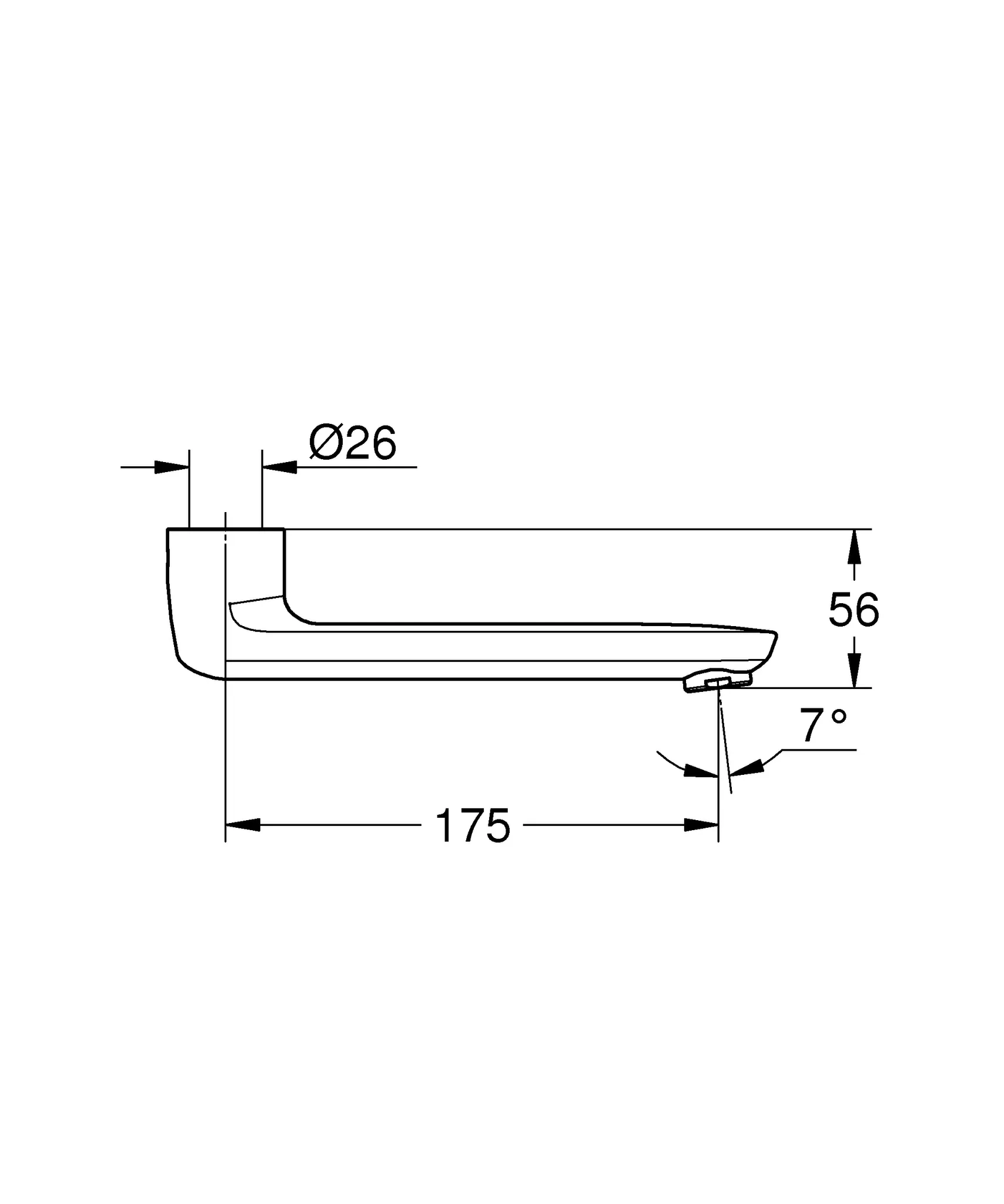 Gussauslauf 13380, Länge 175 mm, chrom Gussauslauf 13380, Länge 175 mm, chrom