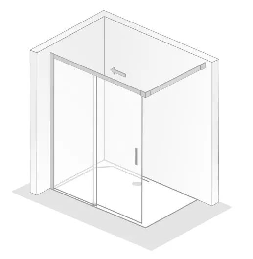 HSK Walk-In-Duschkabine Schiebetür 2-teilig „Favorit“ Glas Klar hell, Profile Alu Silber-matt, WE: 98,5 – 100,5 mm B: 1000 mm H: 2000 mm
