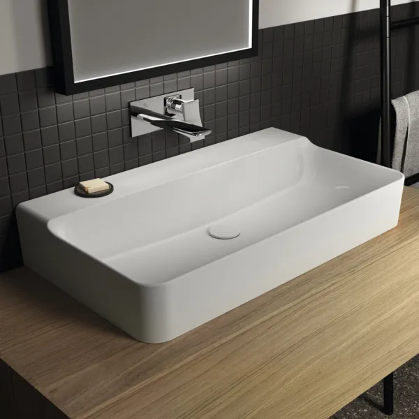 Waschbecken „Conca“ 80 × 45 × 14,5 cm in Weiß Waschbecken „Conca“ 80 × 45 × 14,5 cm in Weiß