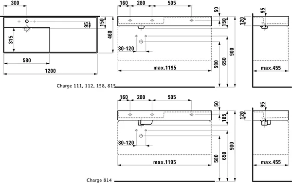 Waschtisch Kartell • 460x1200x150 1 Hahnloch ohne Überlauf Ablage rechts weiß Waschtisch Kartell • 460x1200x150 1 Hahnloch ohne Überlauf Ablage rechts weiß