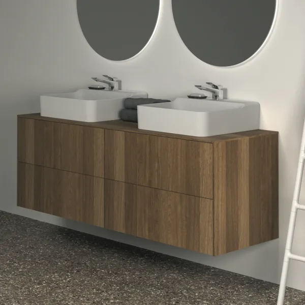 Ideal Standard Waschtischunterschrank „Conca“ 158,7 × 55 × 50,5 cm Walnuss dunkel Furnier Ideal Standard Waschtischunterschrank „Conca“ 158,7 × 55 × 50,5 cm Walnuss dunkel Furnier