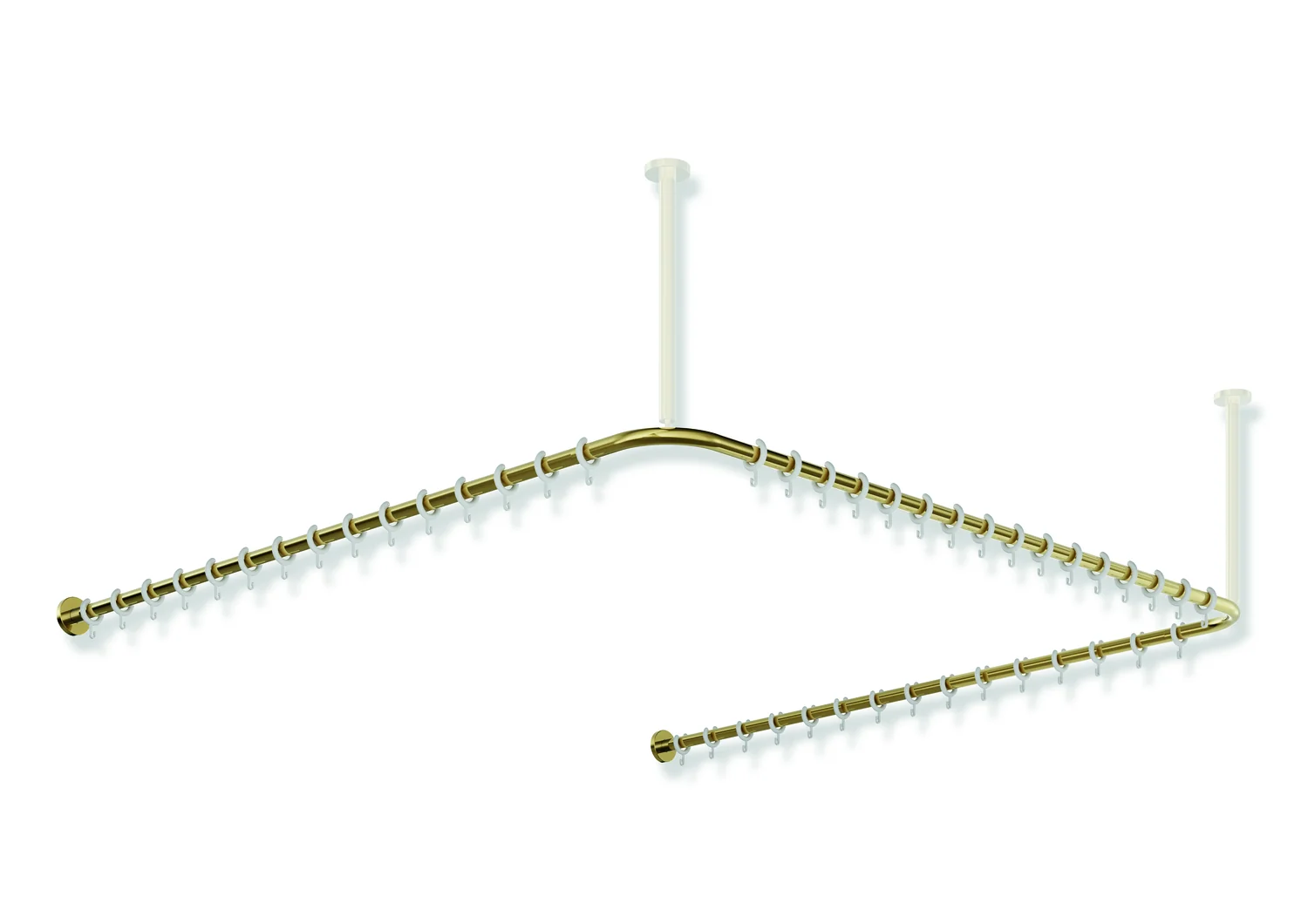 HEWI Vorhangstange System 900, Edelstahl PVD Gold glänzend, Achsmaß 1487 x 1475 x 1487 mm, D 25 mm, 46 Ringe POM HEWI Vorhangstange System 900, Edelstahl PVD Gold glänzend, Achsmaß 1487 x 1475 x 1487 mm, D 25 mm, 46 Ringe POM