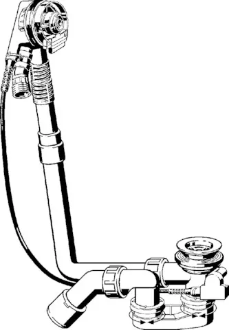Viega Ab- und Überlaufgarnitur mit Zulauffunktion Modell 6161.51 „Multiplex Trio“ für Standardwannen (Ablauf am Fußende)