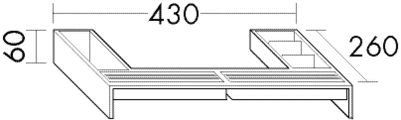 Inneneinteilung für Siphonausschnitt von burgbad, Serie Zubehör, schwarz, 430 x 260 mm, Höhe 60 mm, 6 Fächer