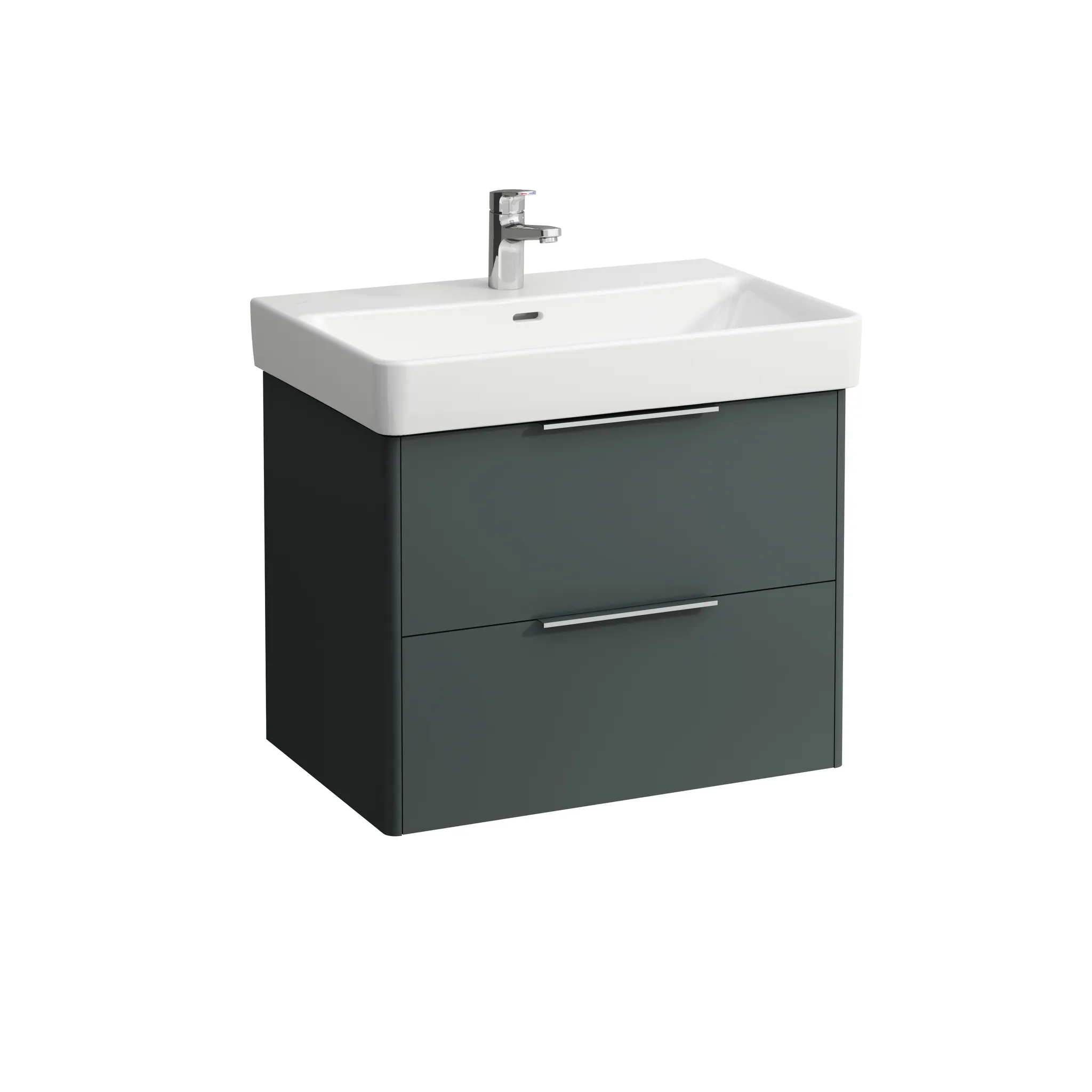 Waschtischunterbau BASE für PRO S 438x665x515 2 Schubladen mit Griff aluminium eloxiert für Waschtisch H810967 weiß matt