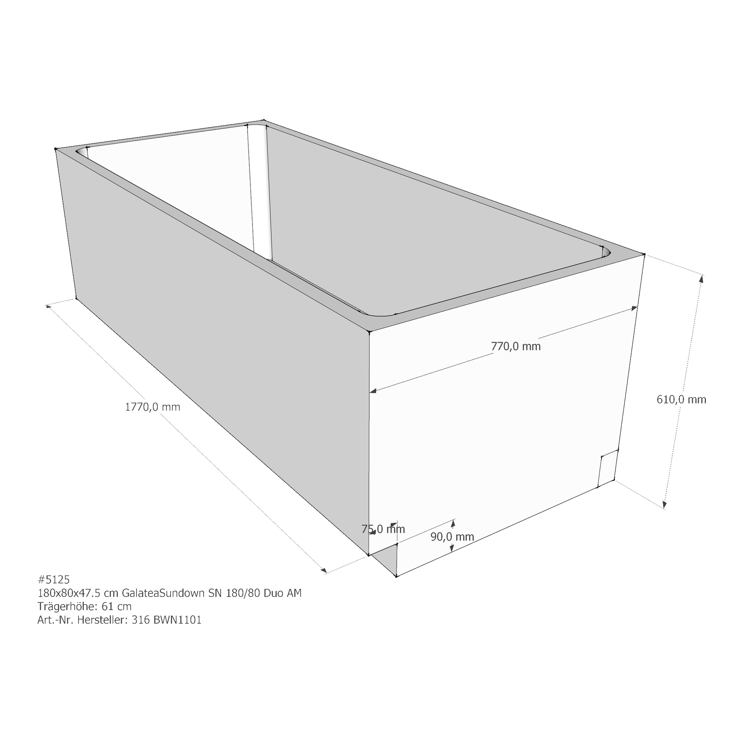 Badewannenträger für Galatea Sundown 180 × 80 × 47,5 cm Badewannenträger für Galatea Sundown 180 × 80 × 47,5 cm