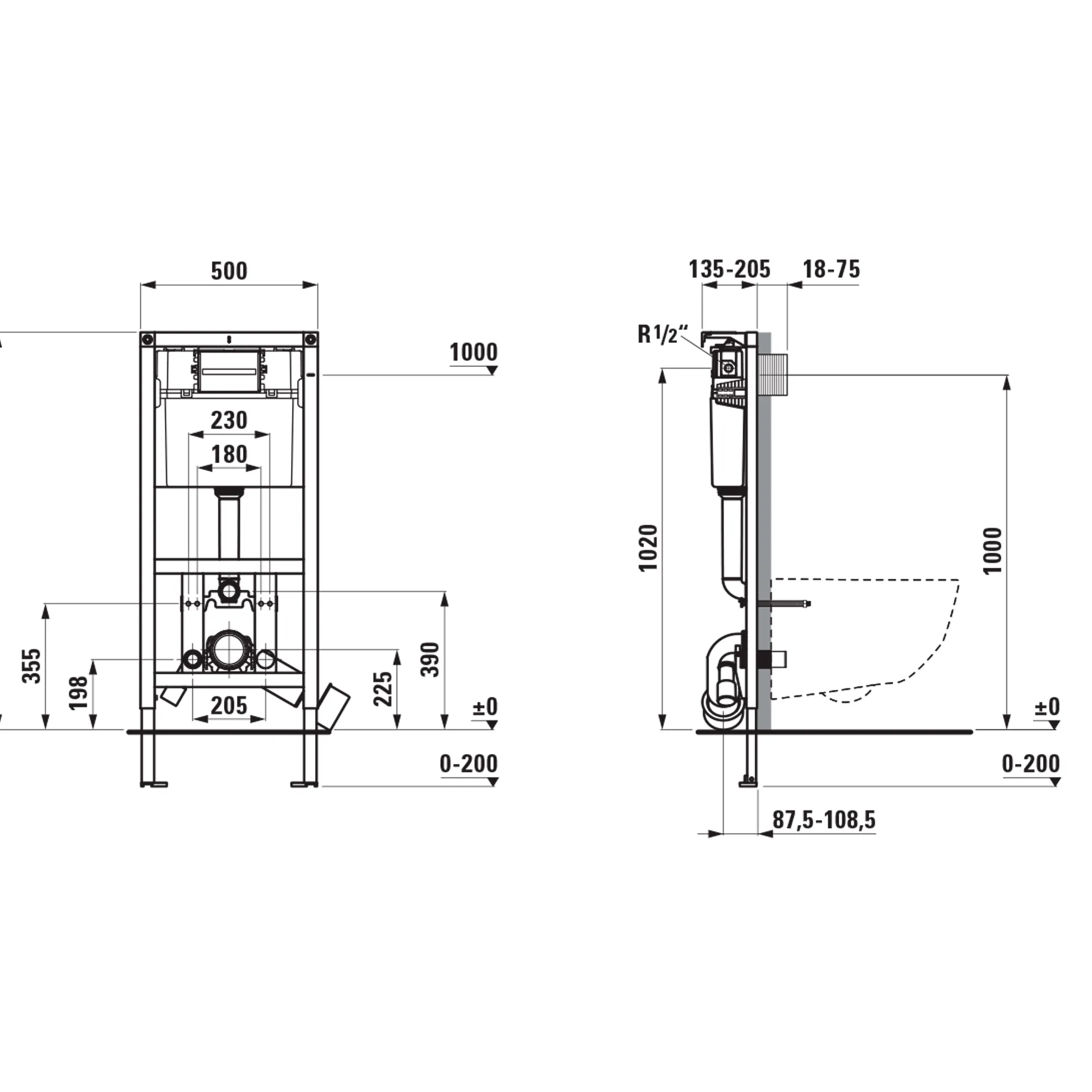 Laufen INEO Installationselement INEOLINK mit Spülkasten für Trenn-WC, Bauhöhe 1120 mm, Stahlrahmen, höhenverstellbare und drehbare Füße, einstellbarer Spülstromregler (EN 14055), Frontbetätigung, Dual-Flush 2-Mengen-Spülsystem Laufen INEO Installationselement INEOLINK mit Spülkasten für Trenn-WC, Bauhöhe 1120 mm, Stahlrahmen, höhenverstellbare und drehbare Füße, einstellbarer Spülstromregler (EN 14055), Frontbetätigung, Dual-Flush 2-Mengen-Spülsystem