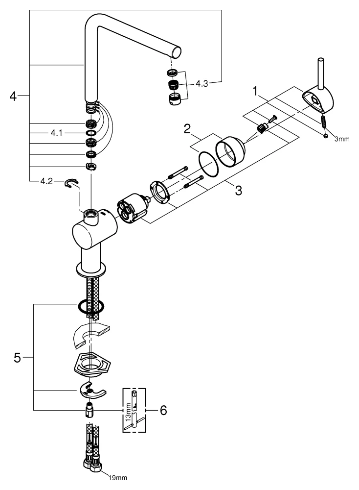 Grohe Minta Einhand-Spültischbatterie 31375 L-Auslauf chrom Grohe Minta Einhand-Spültischbatterie 31375 L-Auslauf chrom