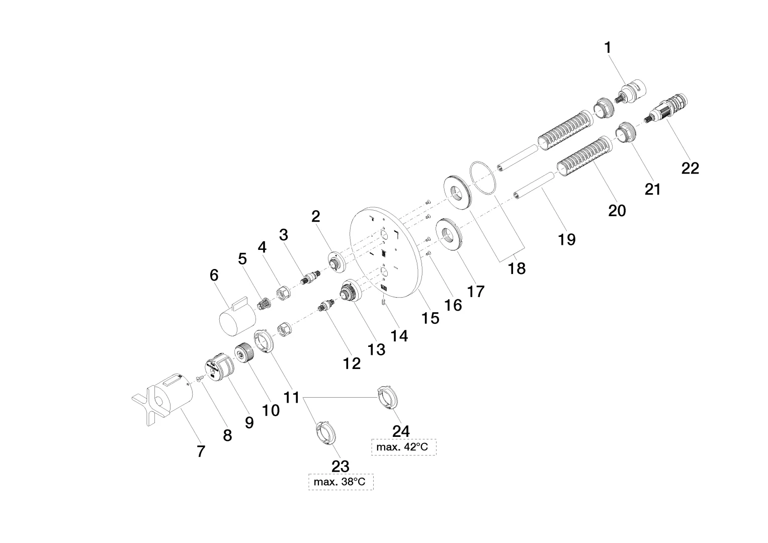 UP-Thermostat mit Dreiwege-Mengenregulierung VAIA Chrom 36427809