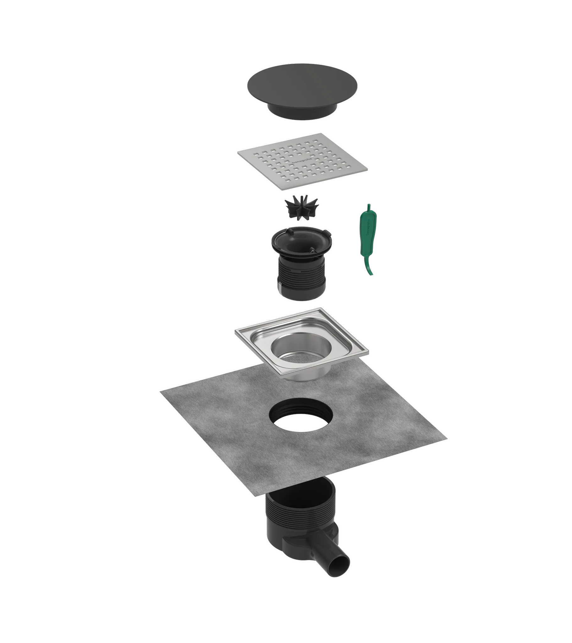 Hansgrohe RainDrain Point Komplettset Punktab. 150x150mm Nordics BST Hansgrohe RainDrain Point Komplettset Punktab. 150x150mm Nordics BST