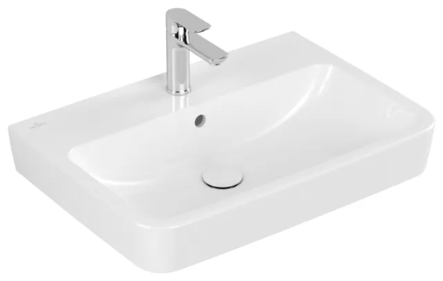 Villeroy & Boch Einbau-/Aufsatz Wandwaschtisch geschliffen „O.novo“ 650 × 460 × 175 mm, für Becken mittig, mit Hahnlochbohrung, Hahnlochposition mittig in Weiß Alpin