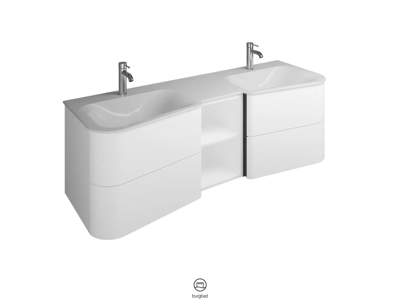 burgbad Badmöbelset „Badu“ Griffleiste, Anthrazit eloxiert, in Frassino Dekor burgbad Badmöbelset „Badu“ Griffleiste, Anthrazit eloxiert, in Frassino Dekor